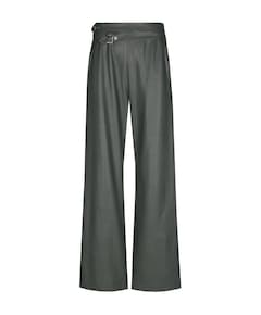 vegan leather-effen-ceintuur dames broek groen