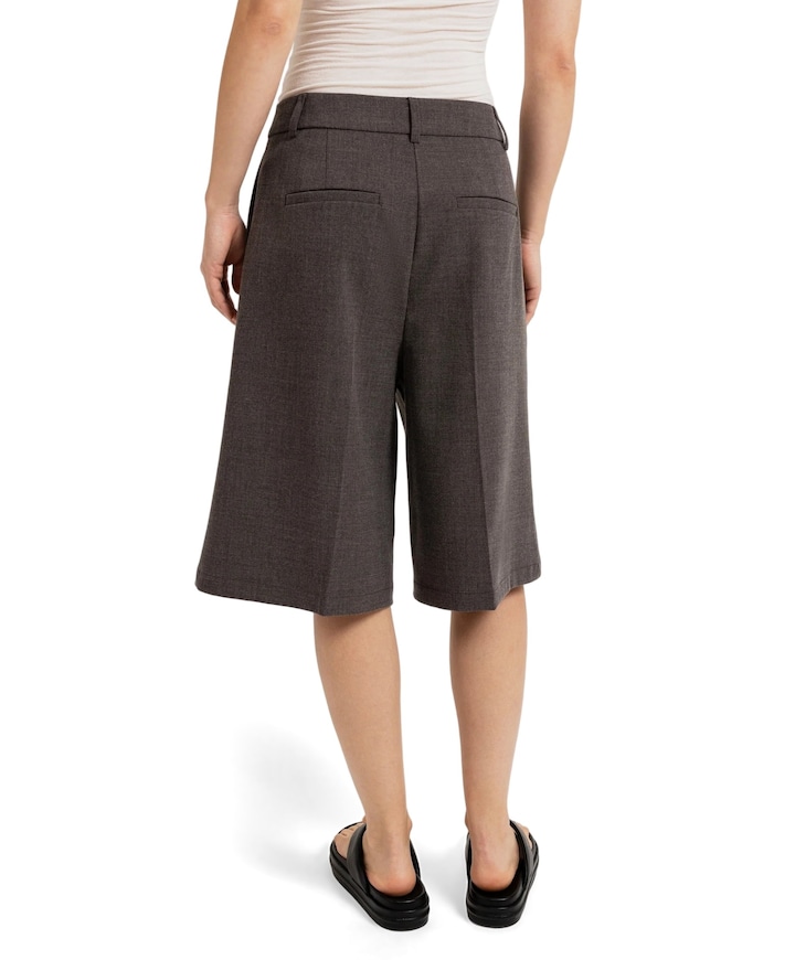 Geweven met hoge taille dames bermuda bruin