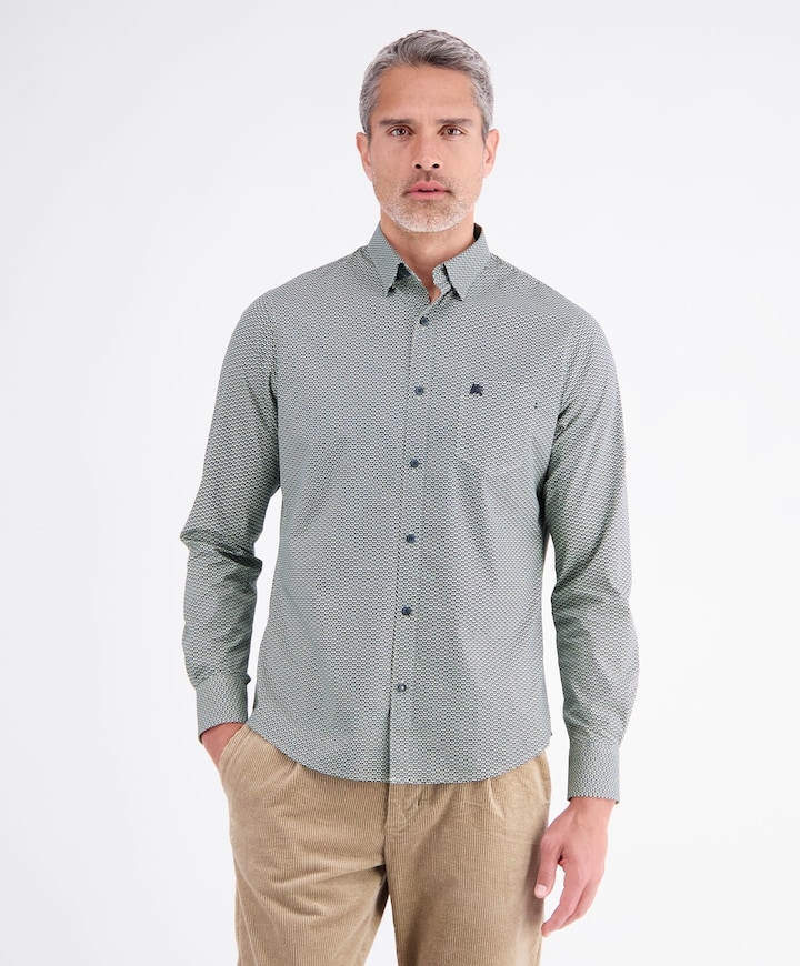 Heren overhemd lange mouw beige
