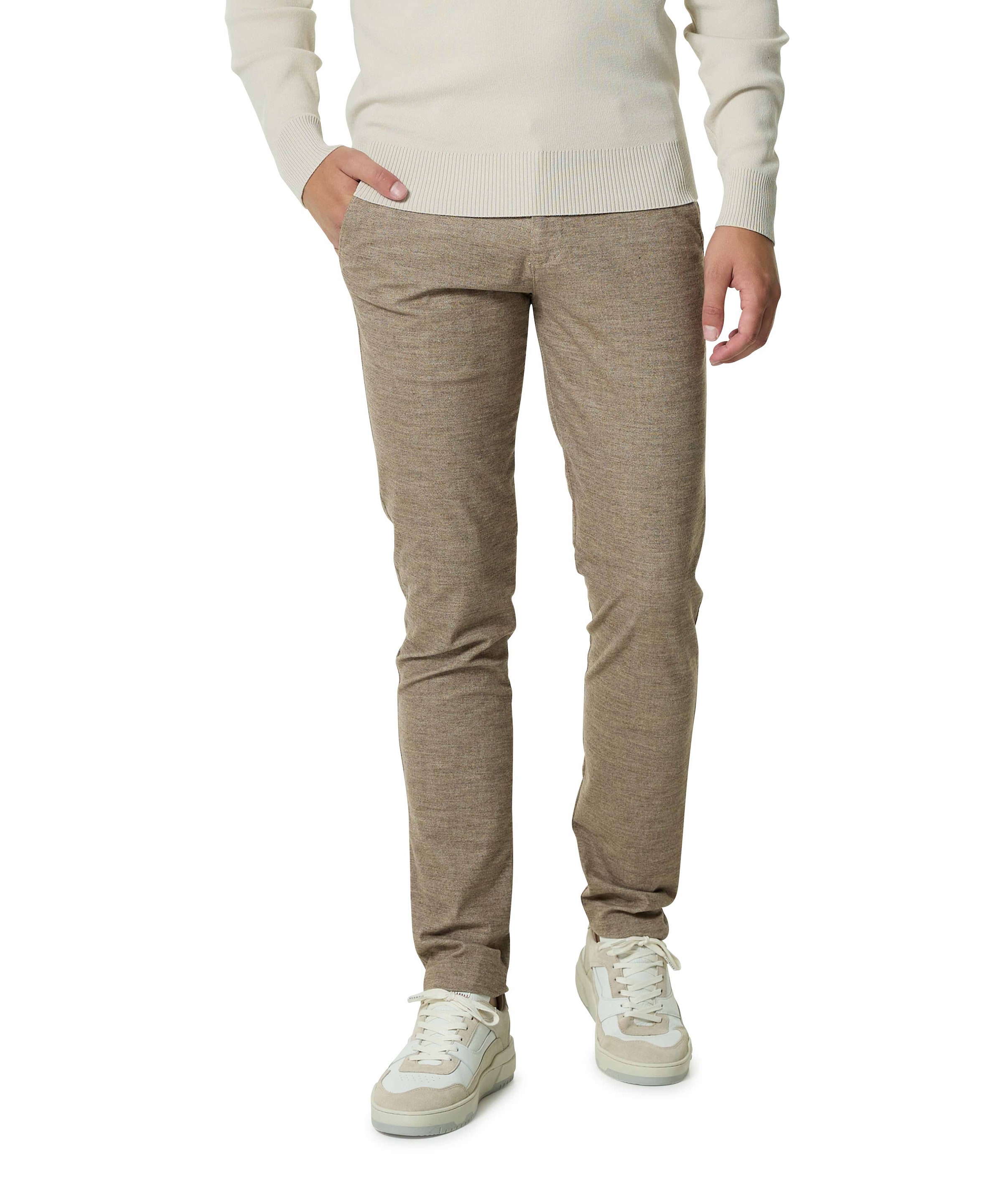 Travel Wool Look heren broek beige