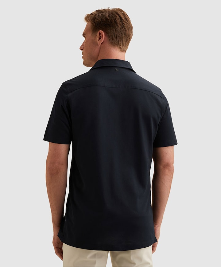 Heren overhemd korte mouw blauw