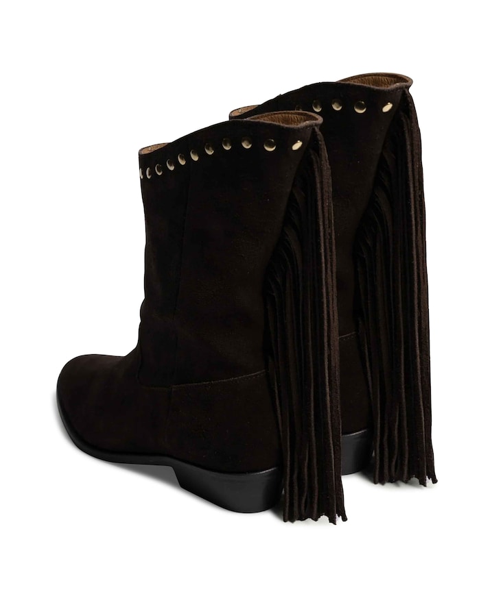 Fringe enkellaarzen bruin