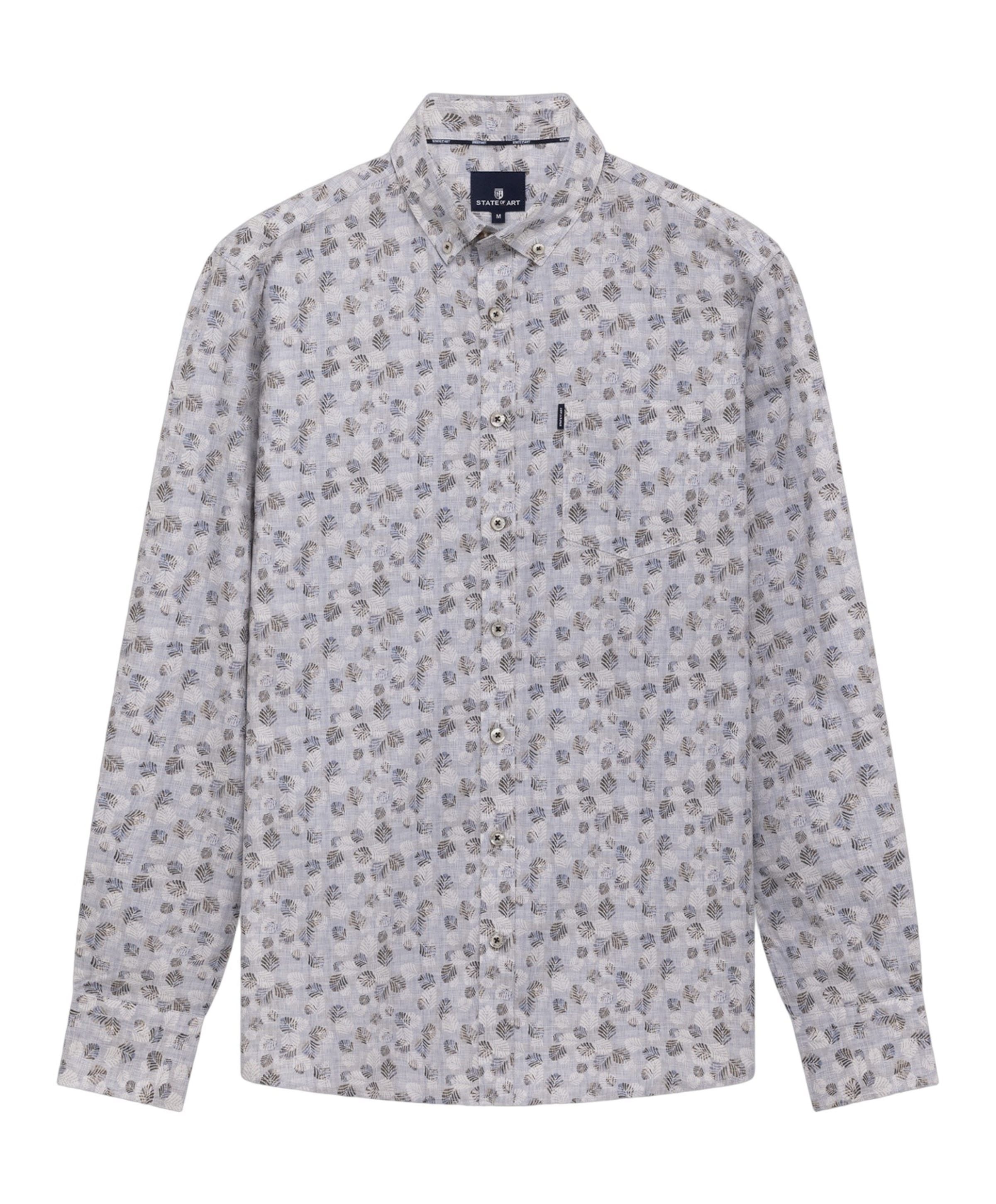 Heren overhemd lange mouw blauw