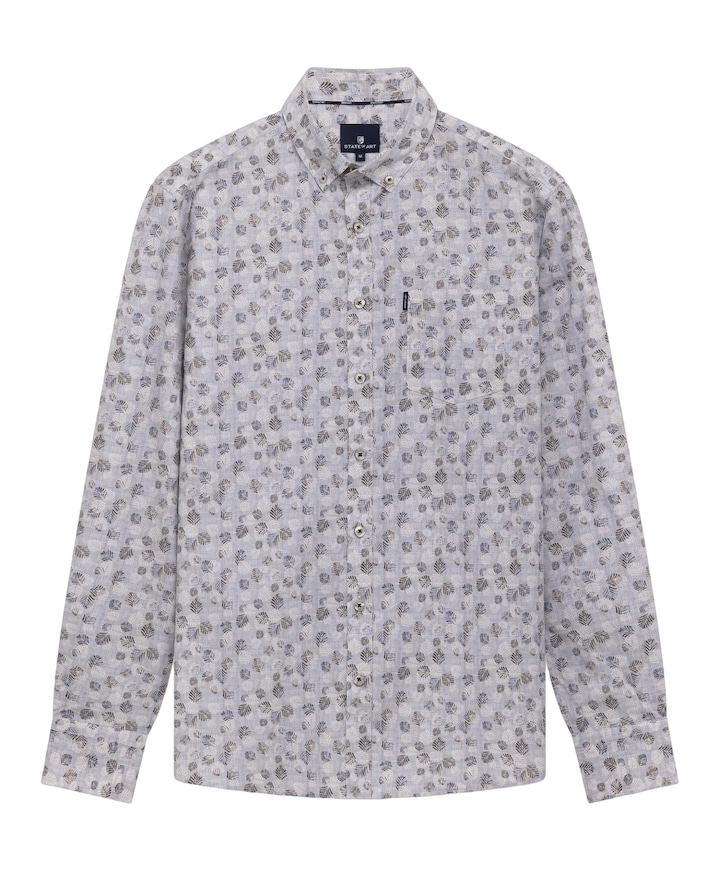 Heren overhemd lange mouw blauw