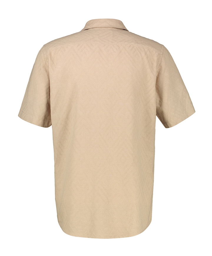 Heren overhemd korte mouw beige