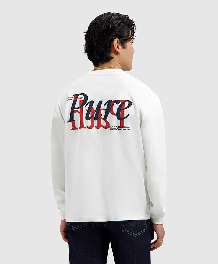 Heren longsleeve ecru