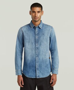 Heren overhemd lange mouw blauw