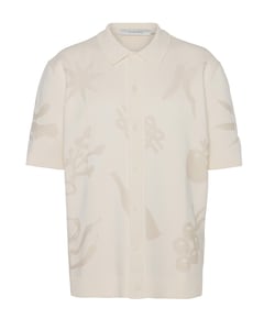 Heren overhemd korte mouw ecru