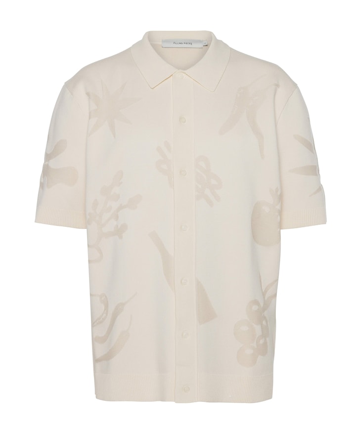 Heren overhemd korte mouw ecru