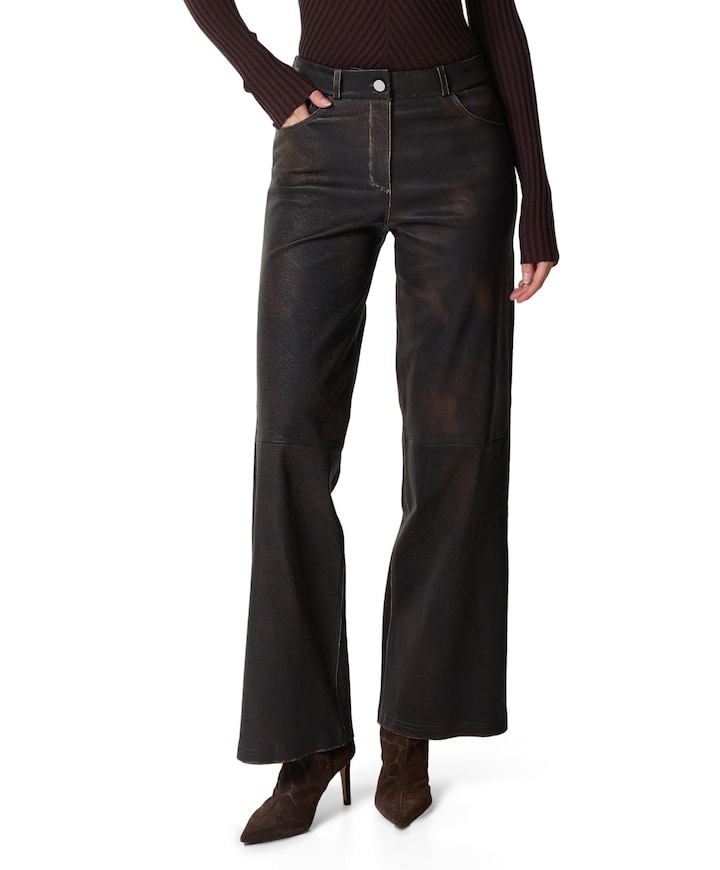 RENITA Vintage Stretch Pl dames broek bruin