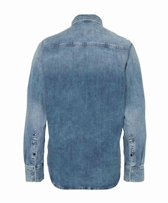 Heren overhemd lange mouw blauw