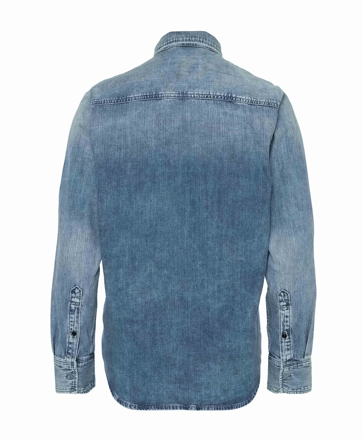 Heren overhemd lange mouw blauw