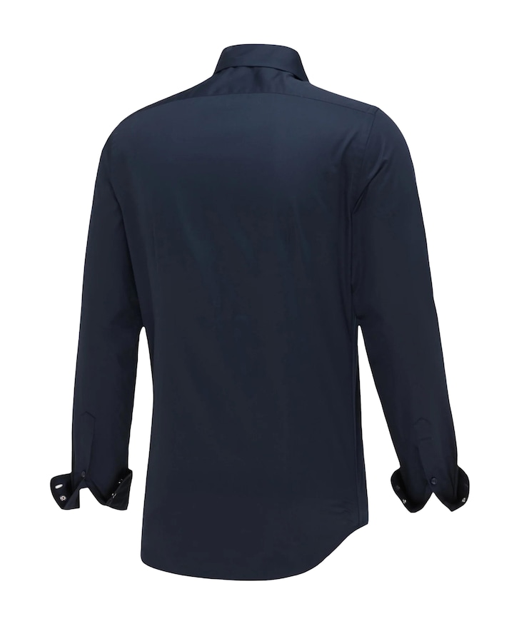 Heren overhemd lange mouw blauw