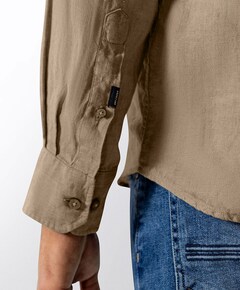 Heren overhemd lange mouw beige