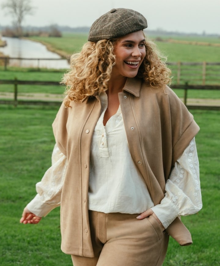 Dames gilet beige