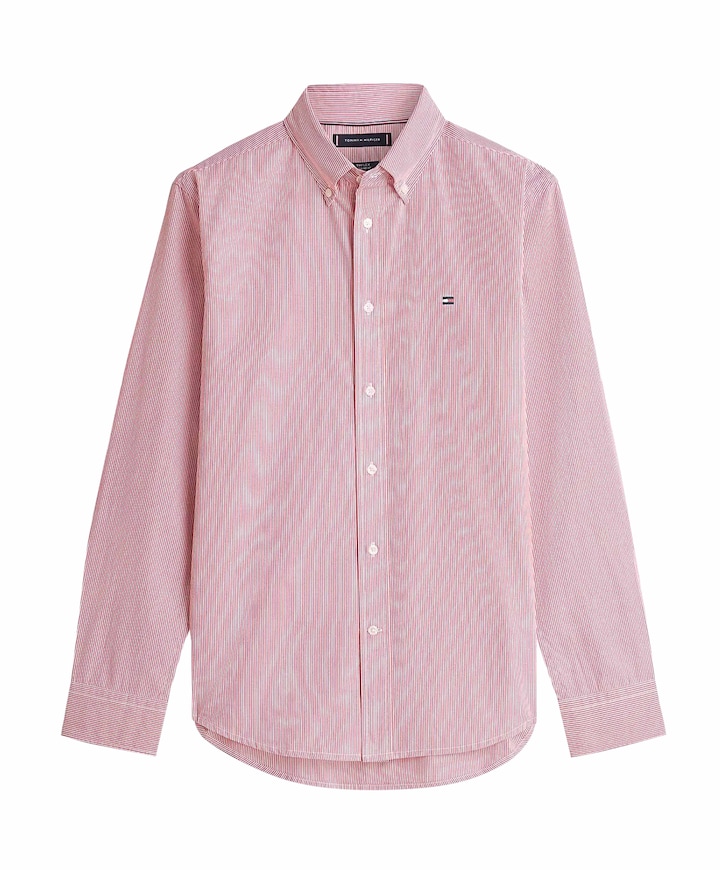 Heren overhemd lange mouw rood