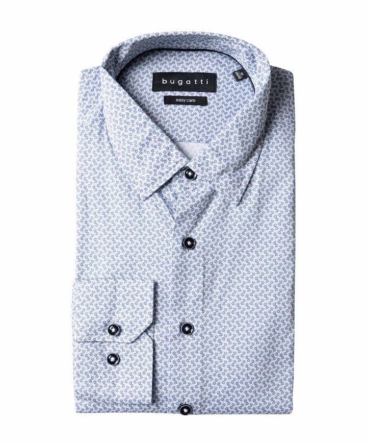 Heren overhemd lange mouw blauw