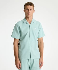 Heren overhemd korte mouw blauw
