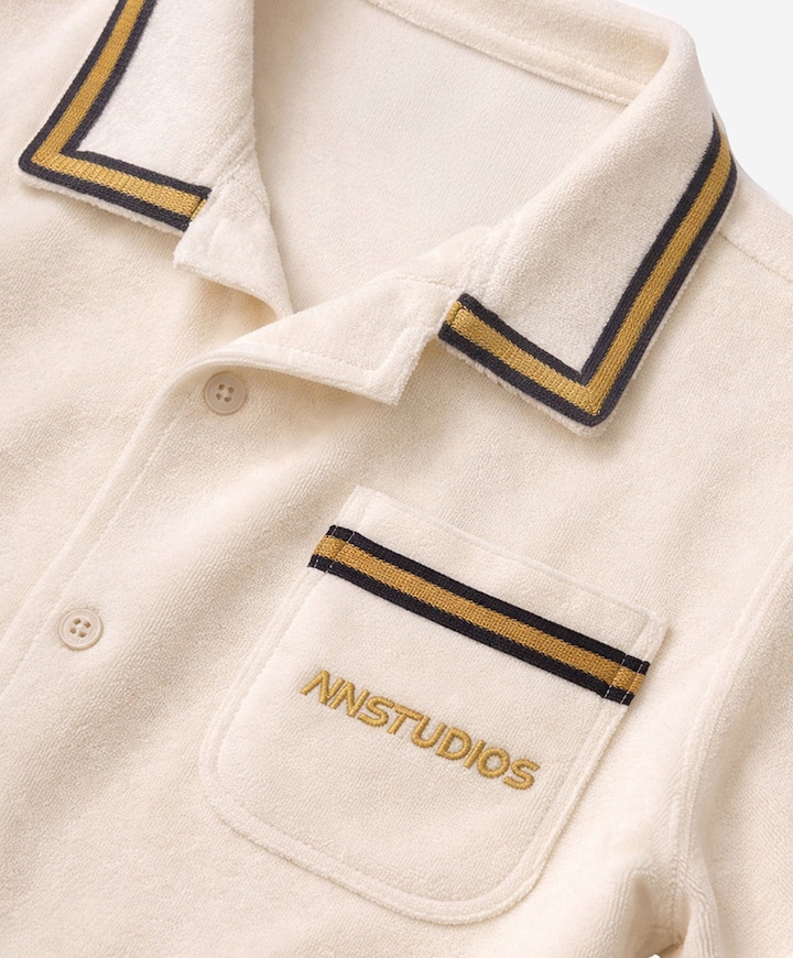 Jongens overhemd korte mouw beige