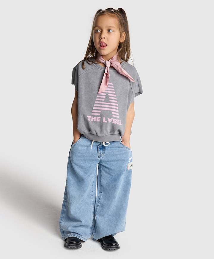 KIDS WIDE LEG FLOWY DENIM uniseks jeans  blauw