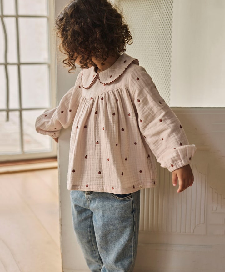 Meisjes blouse lange mouw roze
