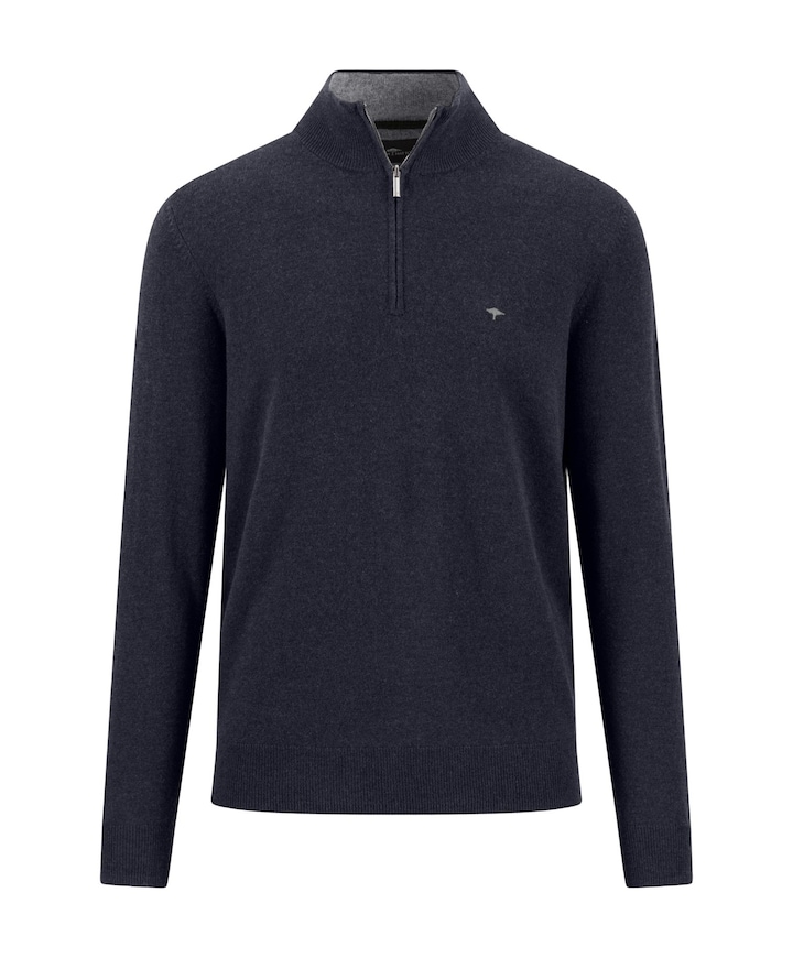 Heren trui met rits blauw