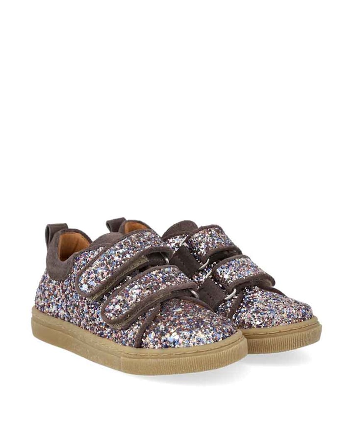 Sparkling glitter sneaker with suede trim  sneakers paars