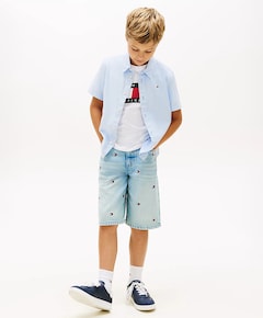 Jongens overhemd korte mouw blauw