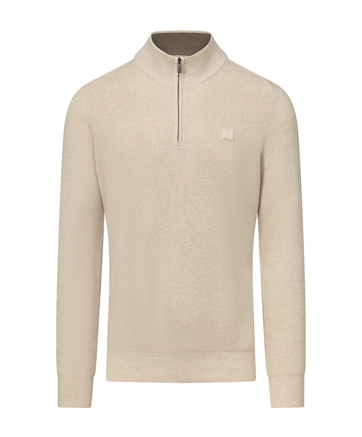 Heren trui met rits beige