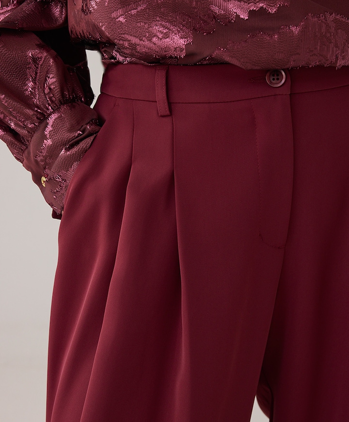 Wide leg fluid broek bordeaux