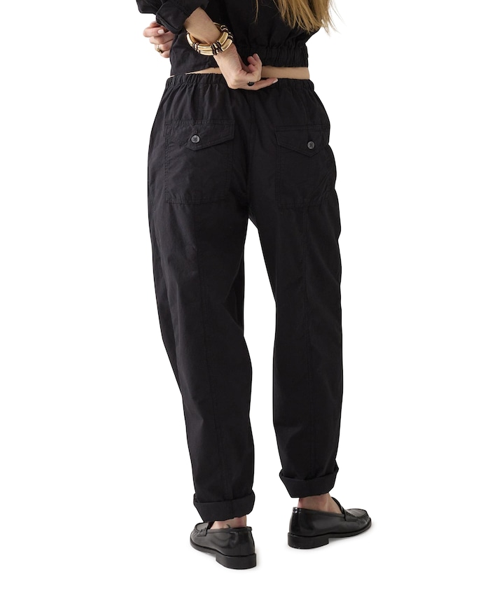 Loose Breezy cotton canvas dames broek zwart