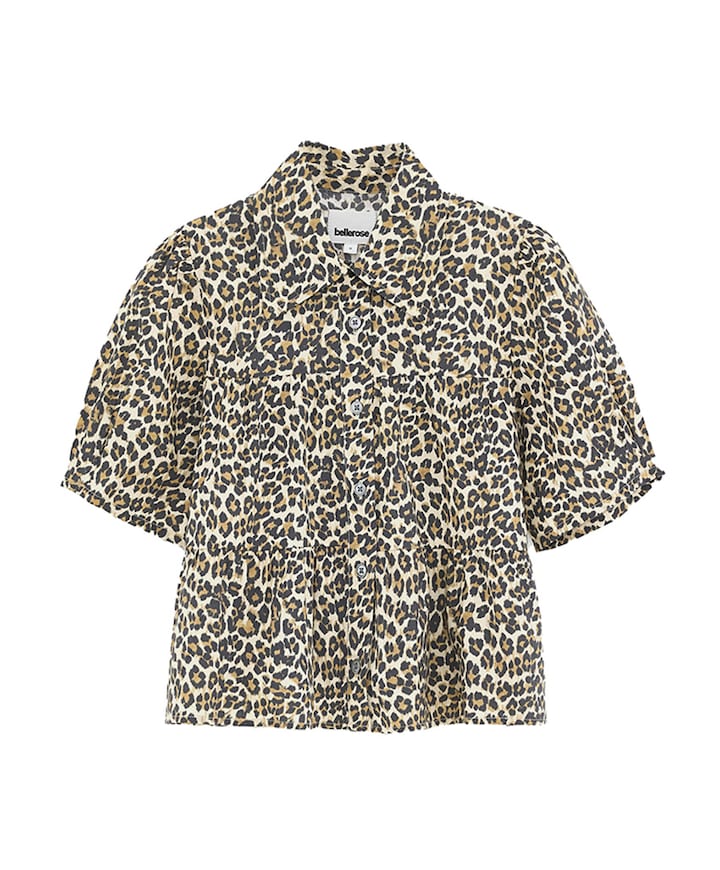 Meisjes blouse korte mouw bruin