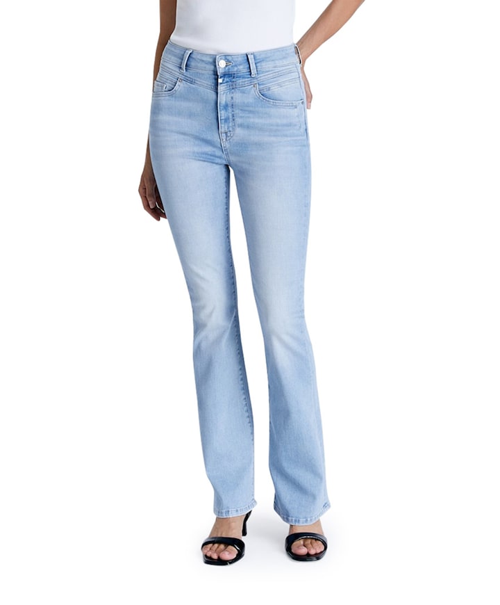ultra high waist flare dames jeans blauw