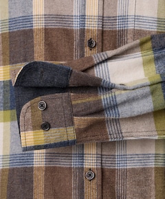 Heren overhemd lange mouw bruin