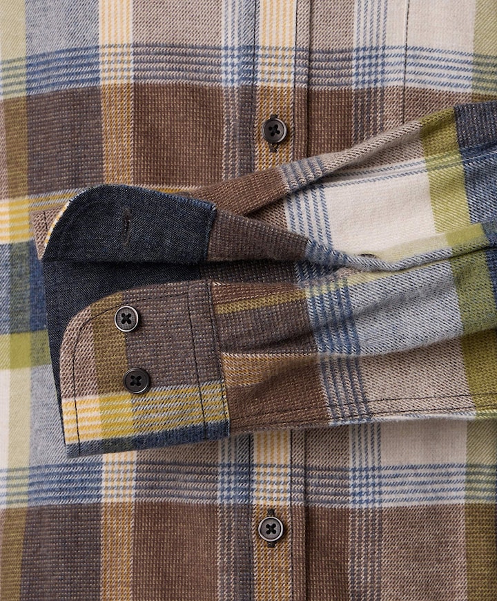 Heren overhemd lange mouw bruin