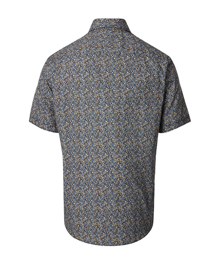 Heren overhemd korte mouw blauw