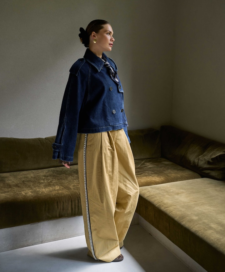 Iso rhinestone tape pantalon beige