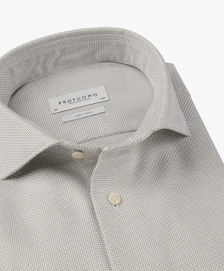 Heren overhemd lange mouw beige