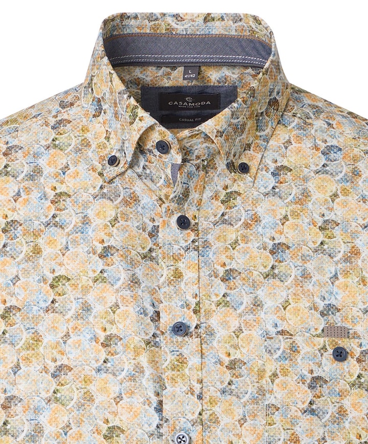 Heren overhemd korte mouw geel