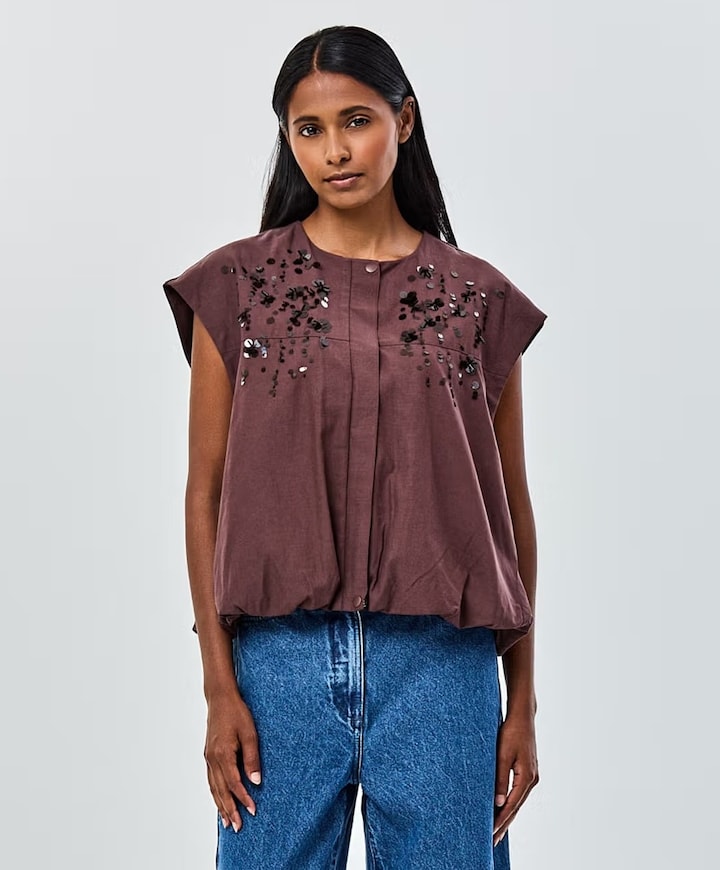 Dames gilet bruin