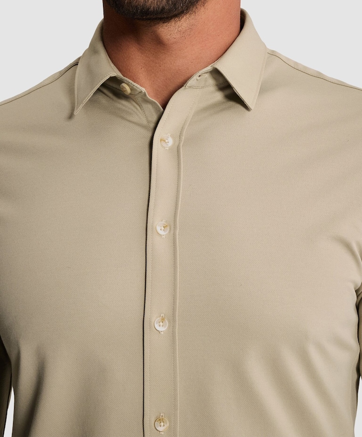 Heren overhemd lange mouw beige