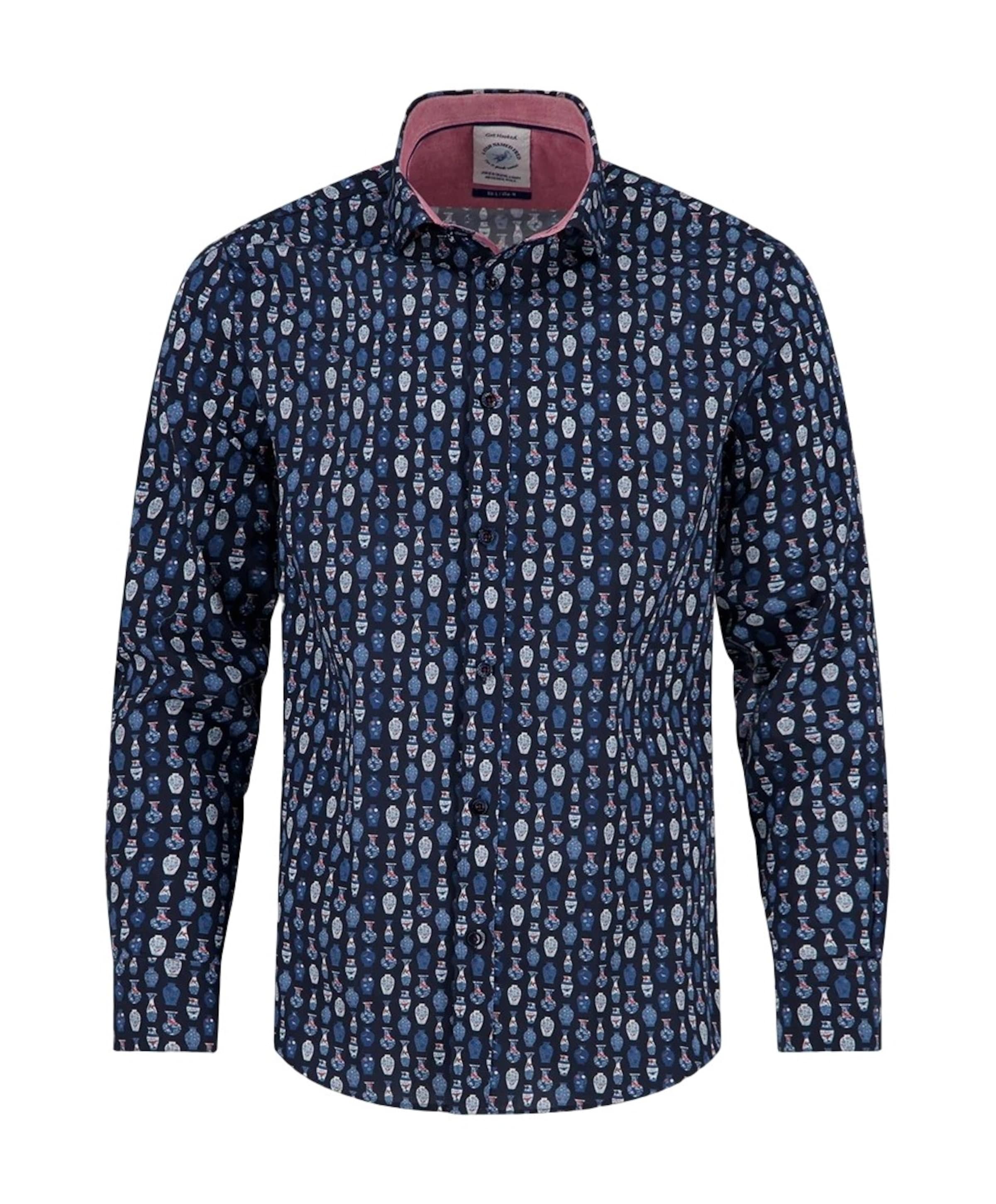 Heren overhemd lange mouw blauw