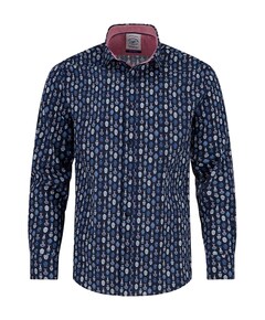 Heren overhemd lange mouw blauw