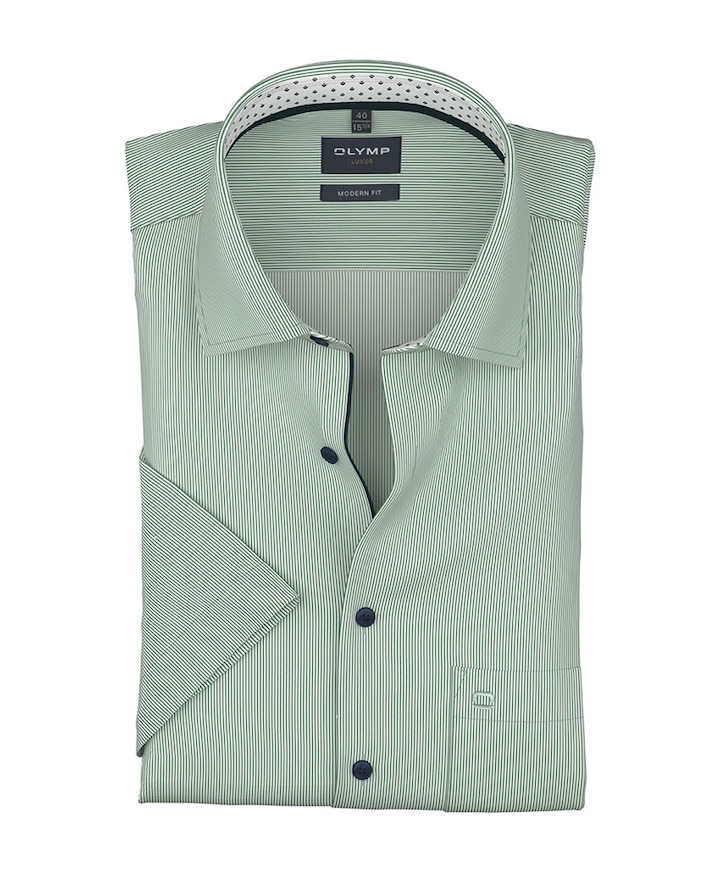 Heren overhemd korte mouw groen