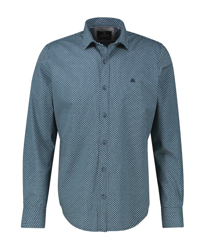 Heren overhemd lange mouw blauw