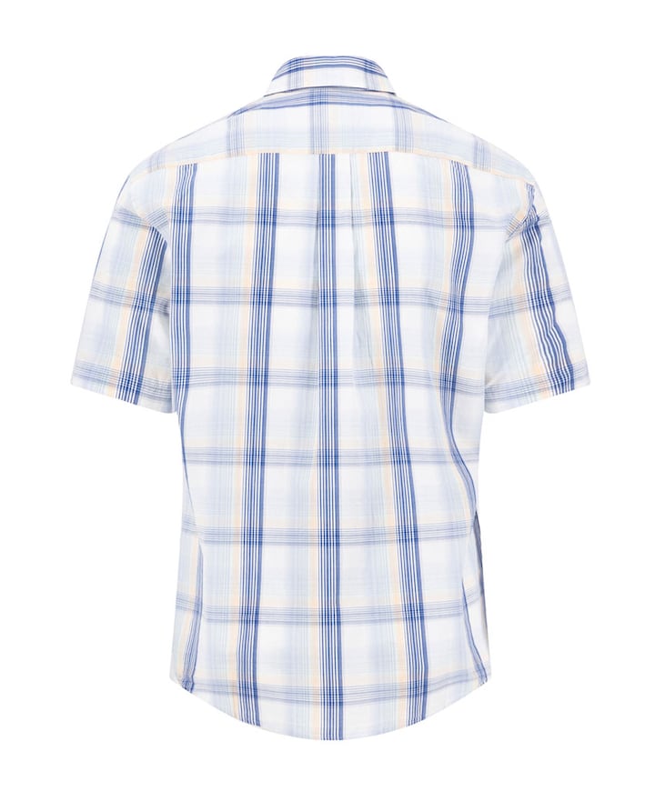 Heren overhemd korte mouw blauw