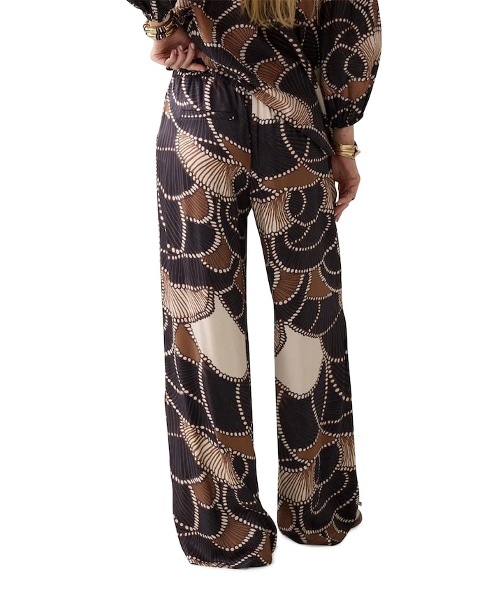 All over twill satin dames broek bruin