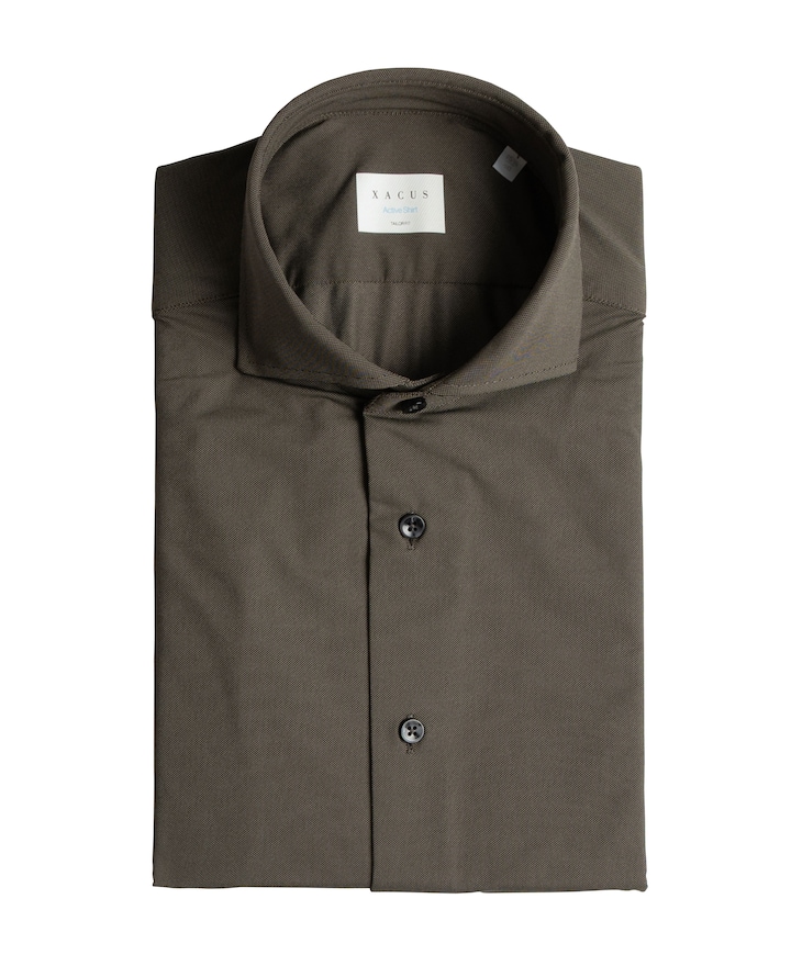 Heren overhemd lange mouw beige