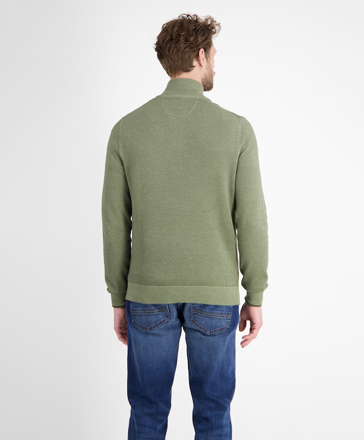 Heren trui met rits groen