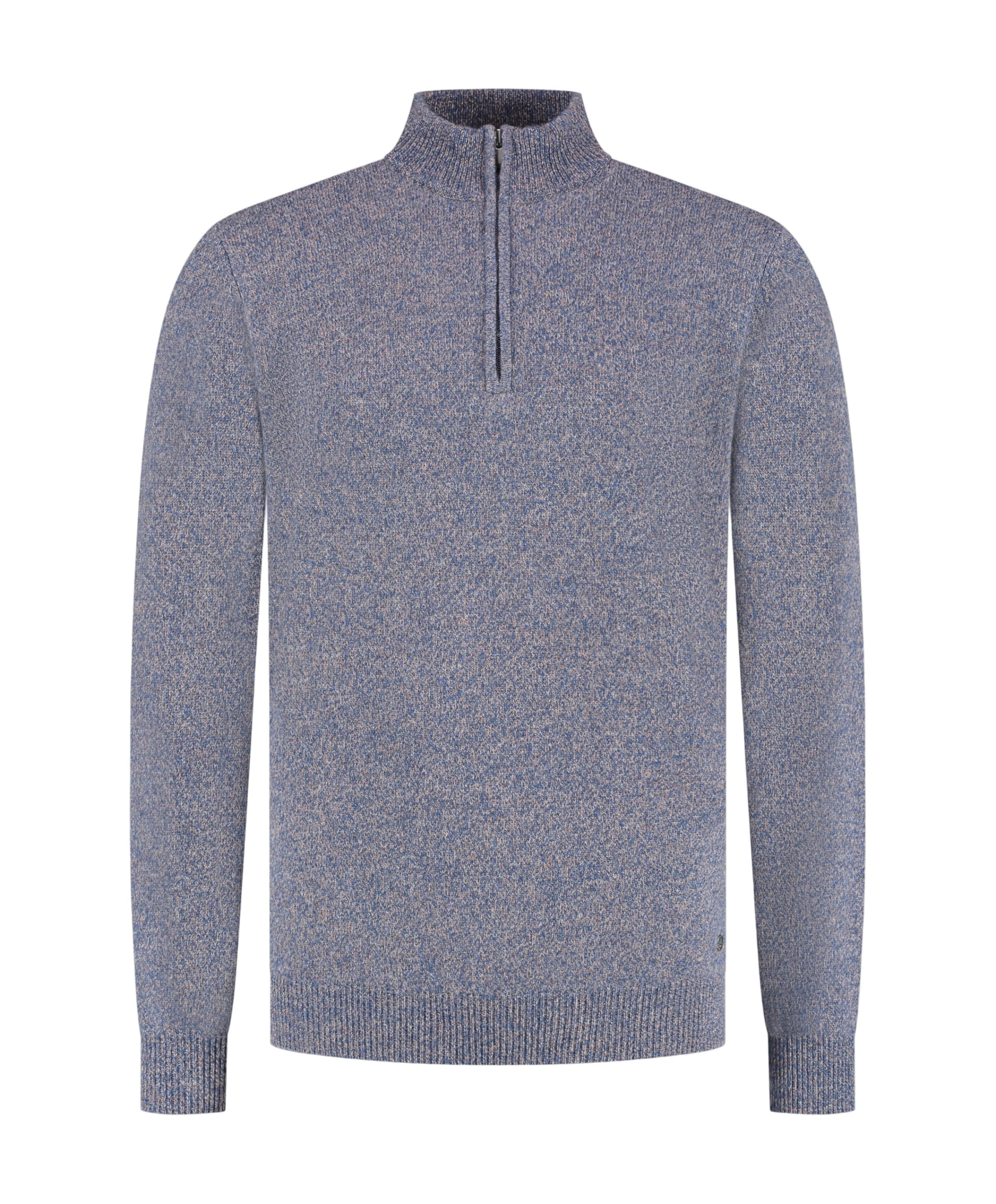 Heren trui met rits blauw